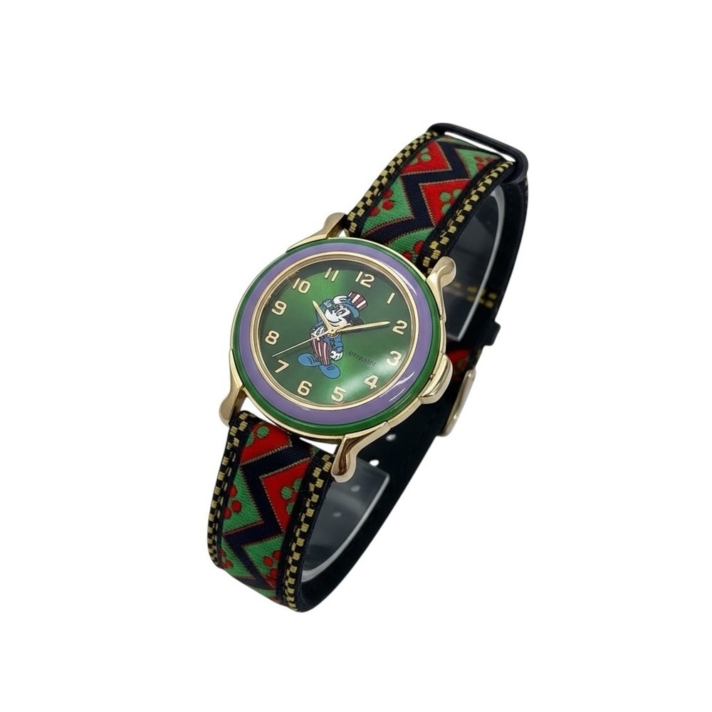Vintage Mickey Mouse Patriotic Watch Woven Aztec Genuine Leather Watchband
